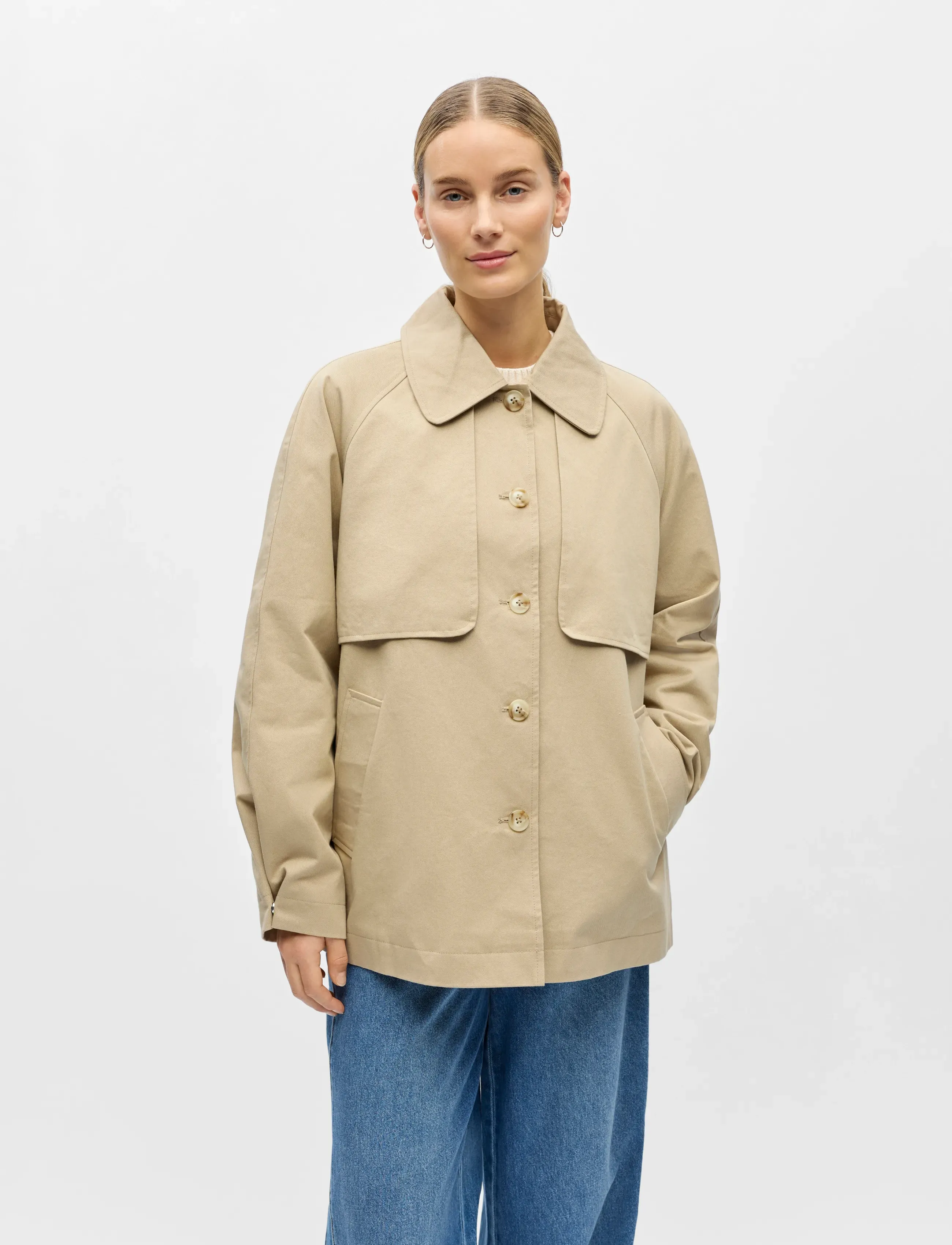 Object Objpaula Re L/S Trench Jacket Noos, Kvinder, Trenchjakke, Beige, Str: 40