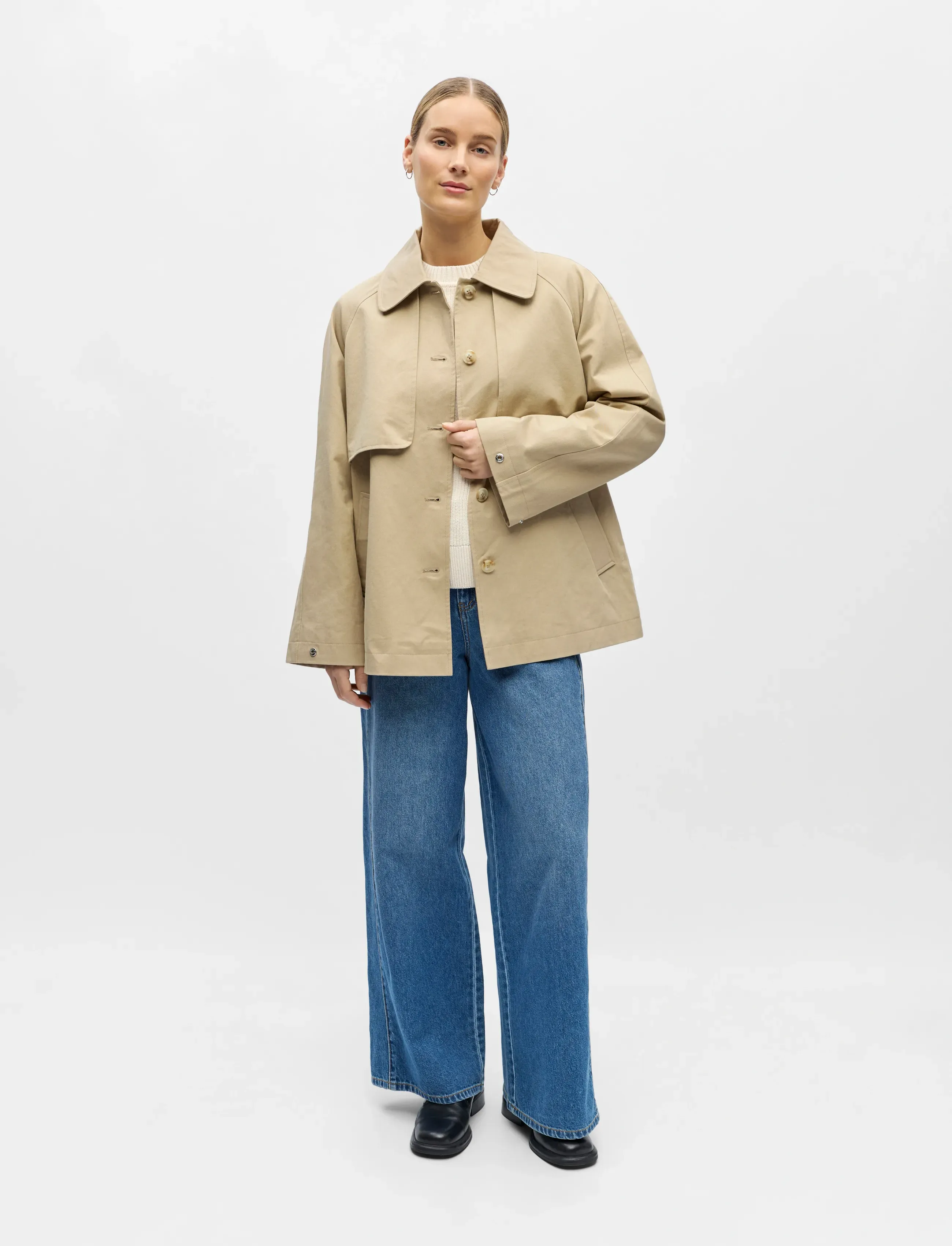 Object - OBJPAULA RE L/S TRENCH JACKET NOOS - lette jakker - humus - 3