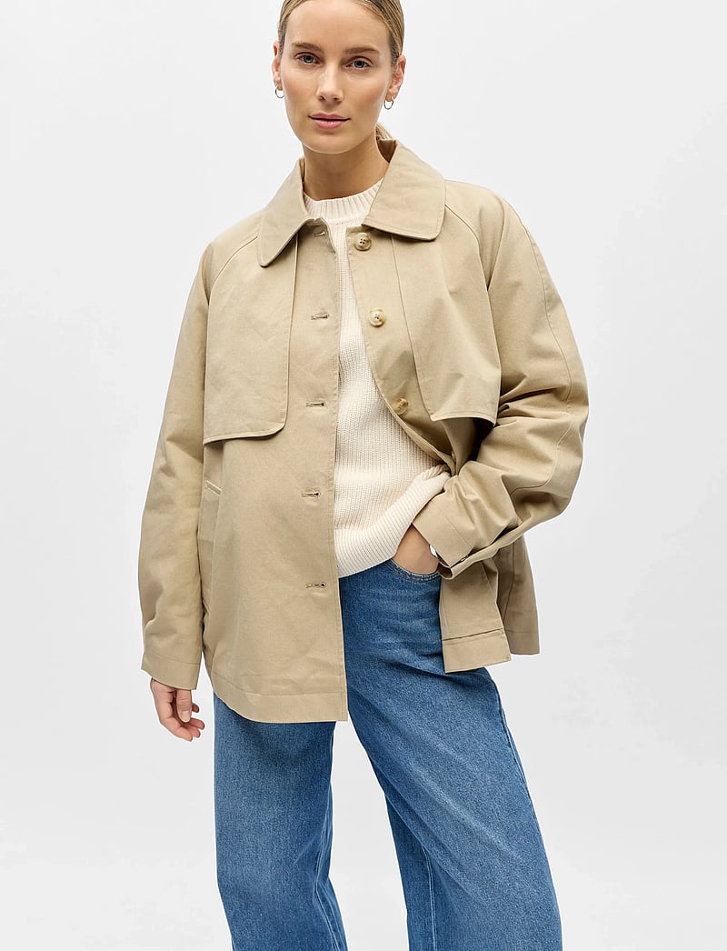 Object - OBJPAULA RE L/S TRENCH JACKET NOOS - forårsjakker - humus - 4