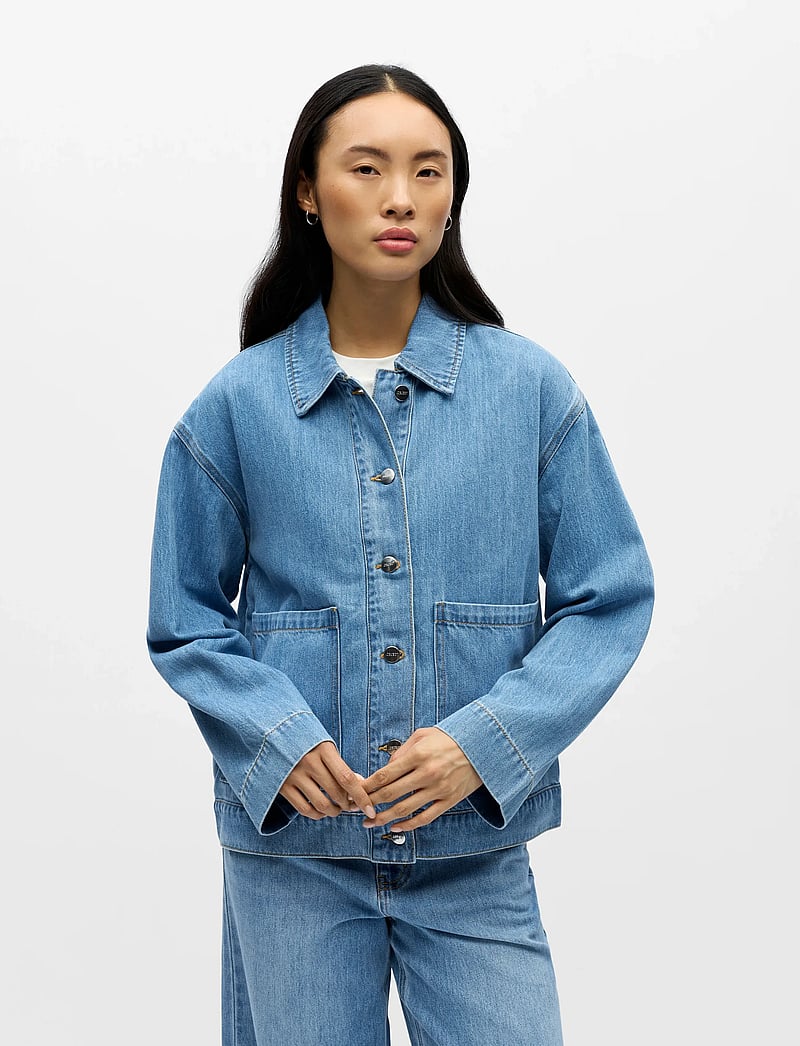Object - OBJROSIE RE L/S OVERSHIRT NOOS - forårsjakker - light blue denim - 0