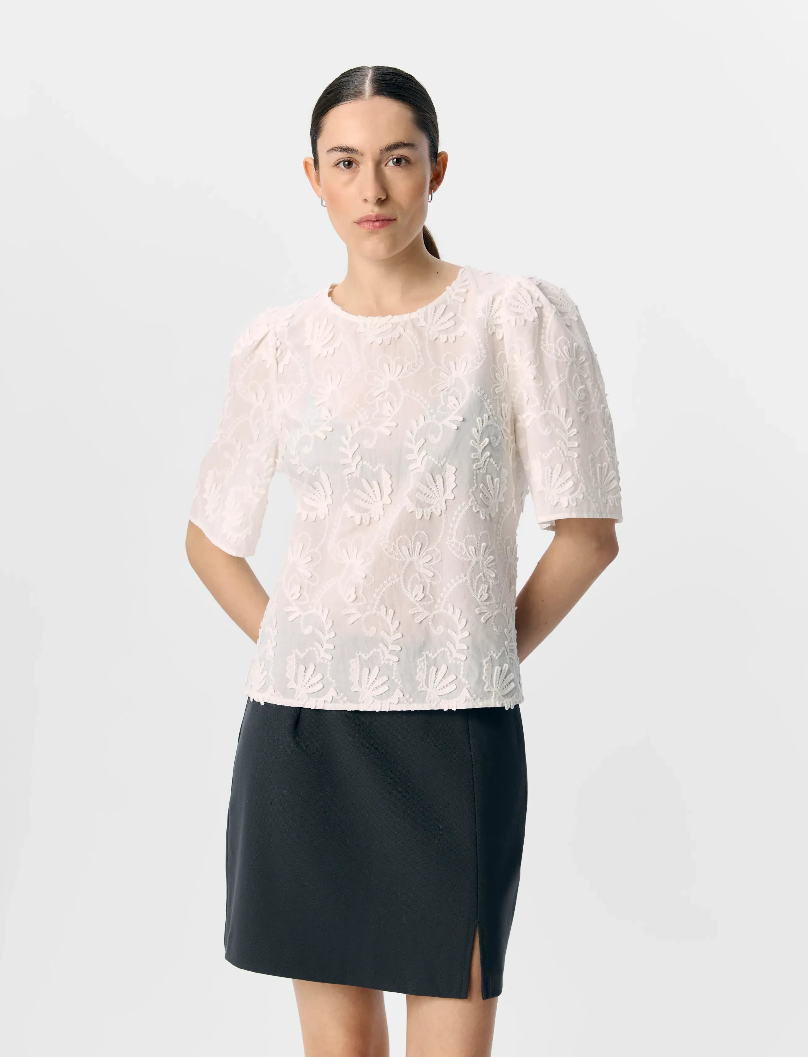 Object Objmya 2/4 Re Top Noos, 44, White, Bluser > Kortærmede, Dame