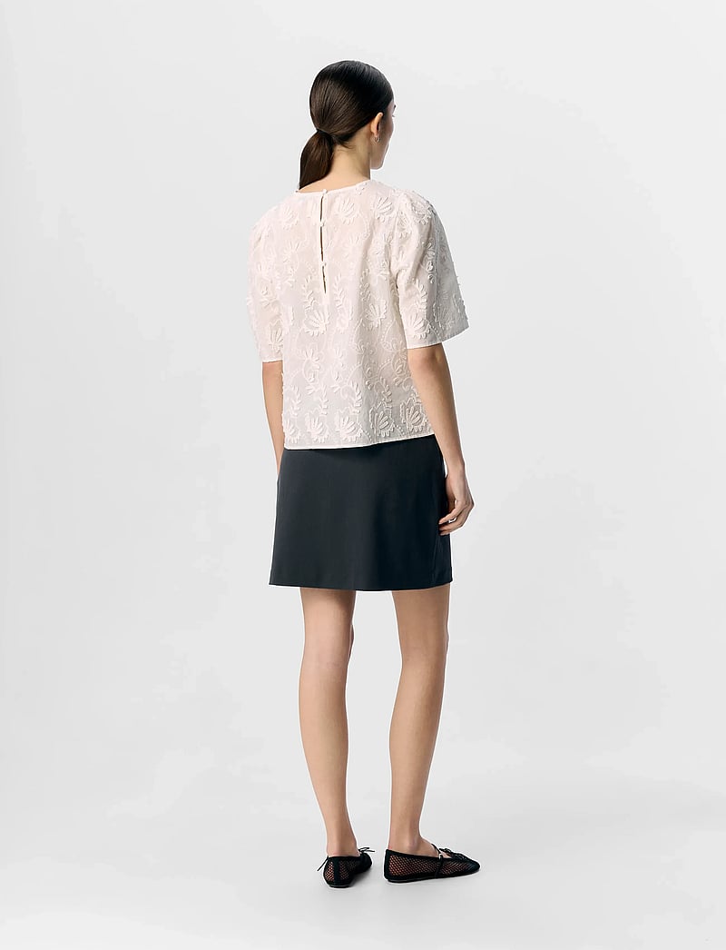 Object - OBJMYA 2/4 RE TOP NOOS - kurzämlige blusen - cloud dancer - 2