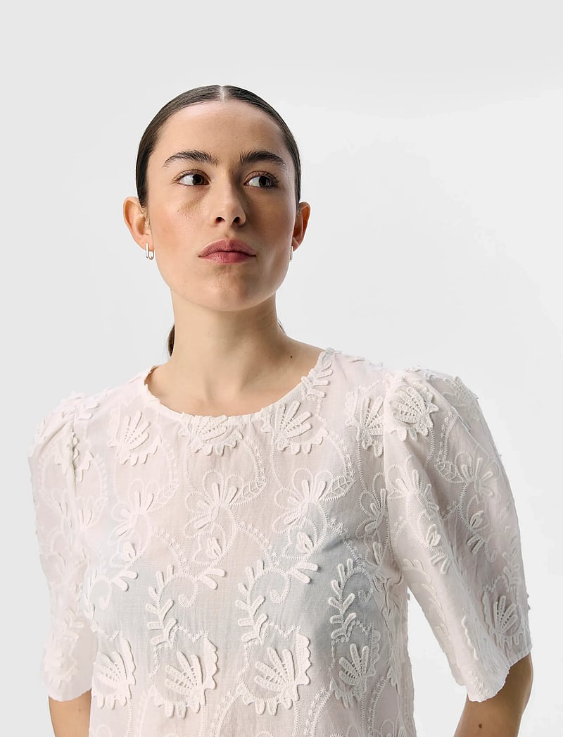 Object - OBJMYA 2/4 RE TOP NOOS - kurzämlige blusen - cloud dancer - 4