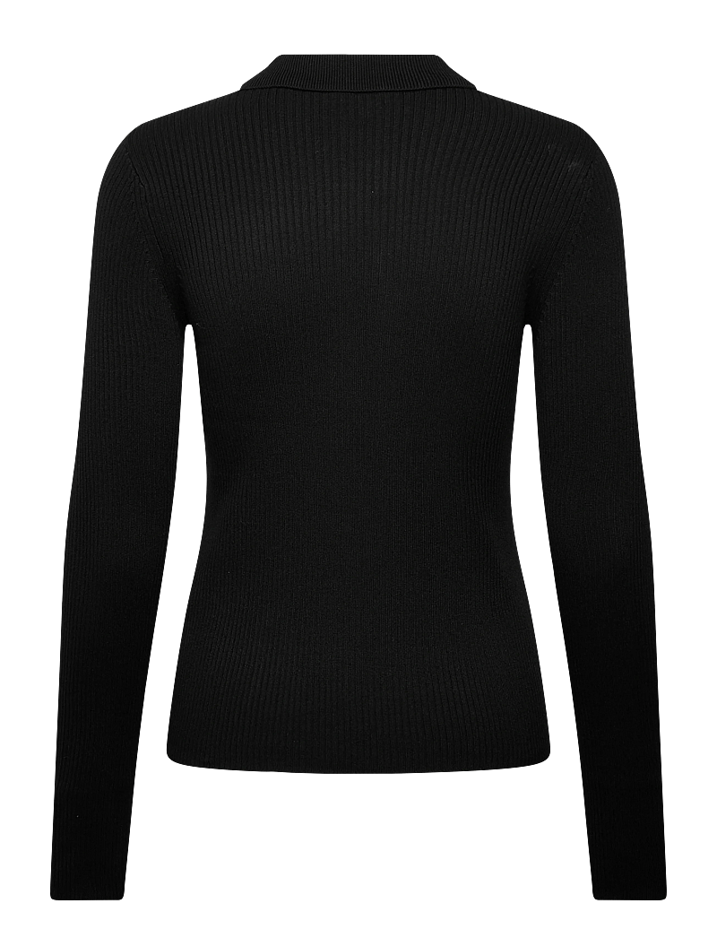 Object - OBJKELLY L/S SLI POLO KNIT PULLOVER NOOS - kardiganid - black - 1