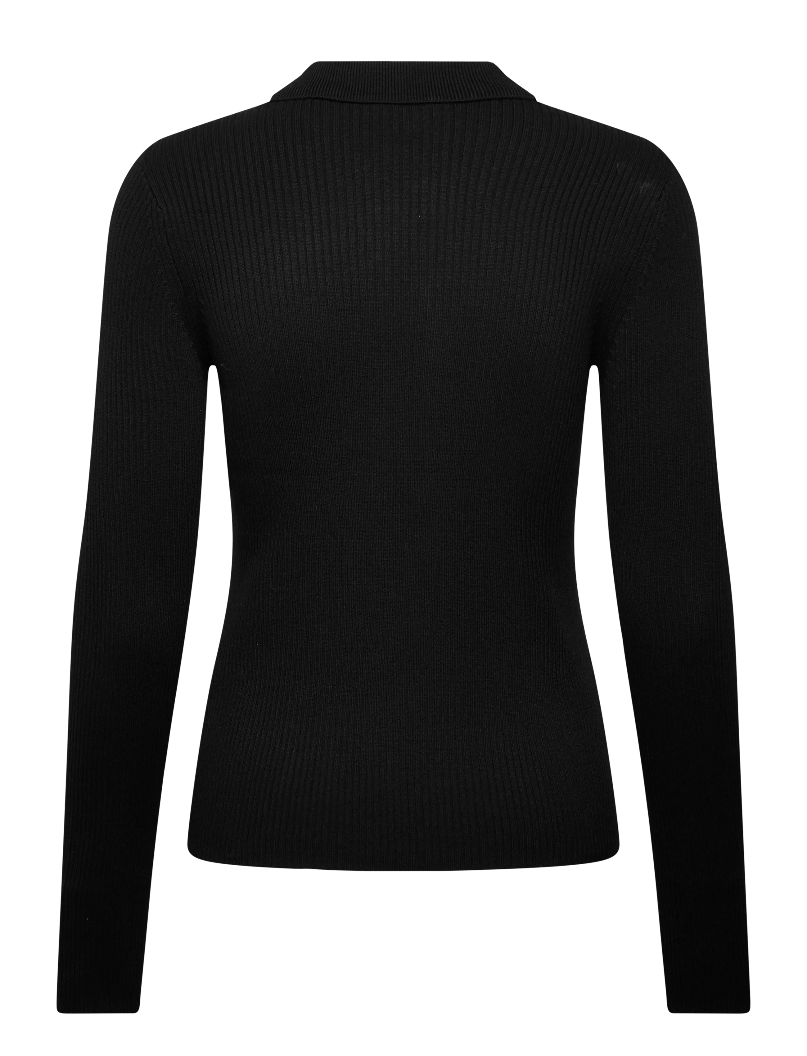 Object - OBJKELLY L/S SLI POLO KNIT PULLOVER NOOS - cardigans - black - 1