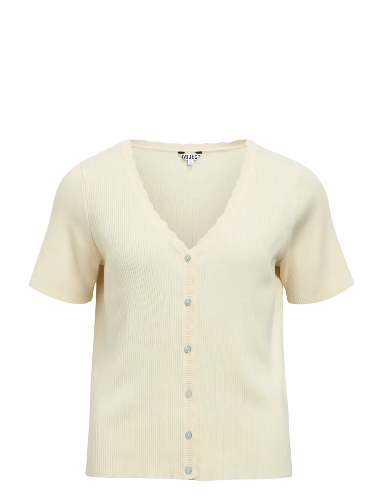 Object OBJKELLY S/S RE V-NECK CARDIGAN NOOS - Kläder - BIRCH / cream