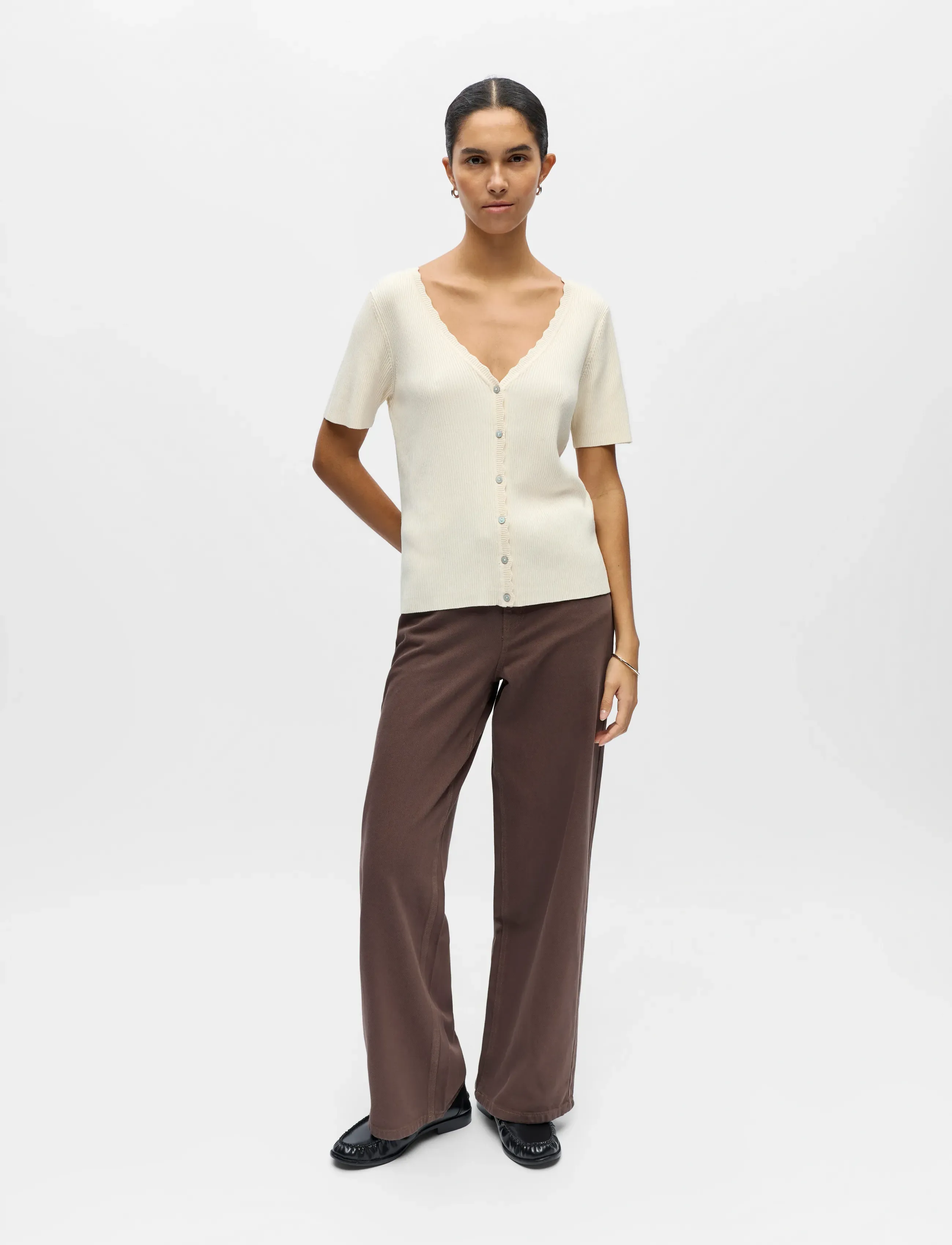 Object - OBJKELLY S/S RE V-NECK CARDIGAN NOOS - arkityyli - birch - 3