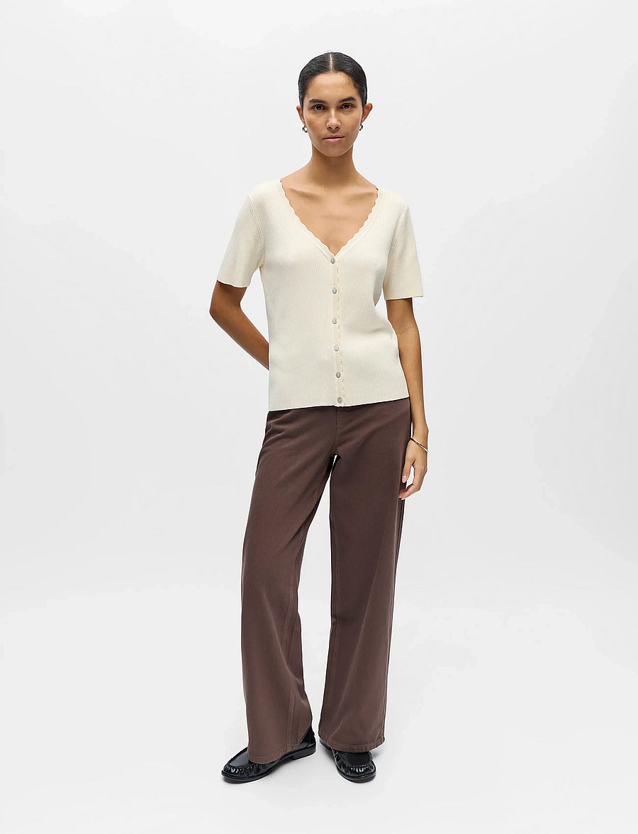 Object - OBJKELLY S/S RE V-NECK CARDIGAN NOOS - swetry rozpinane - birch - 3