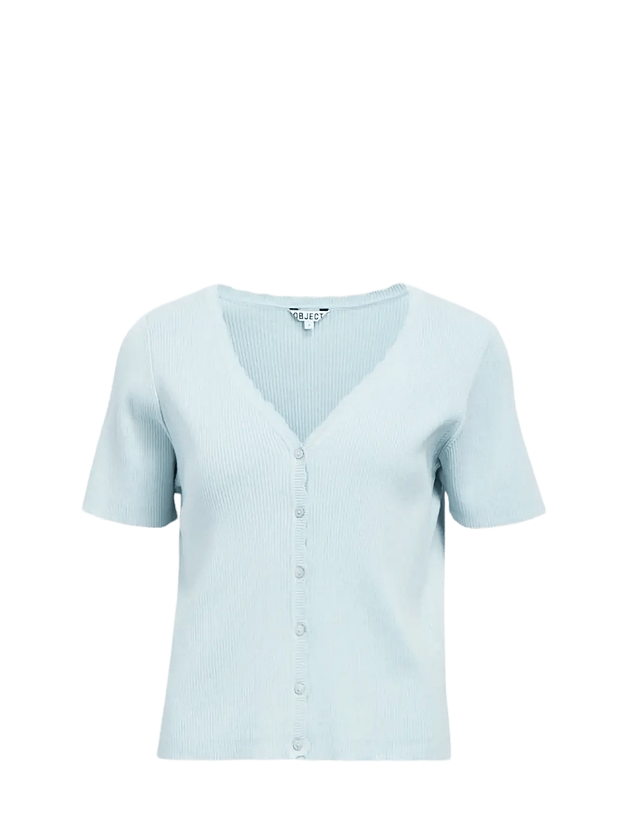 Object - OBJKELLY S/S RE V-NECK CARDIGAN NOOS - strickjacken - winter sky - 1