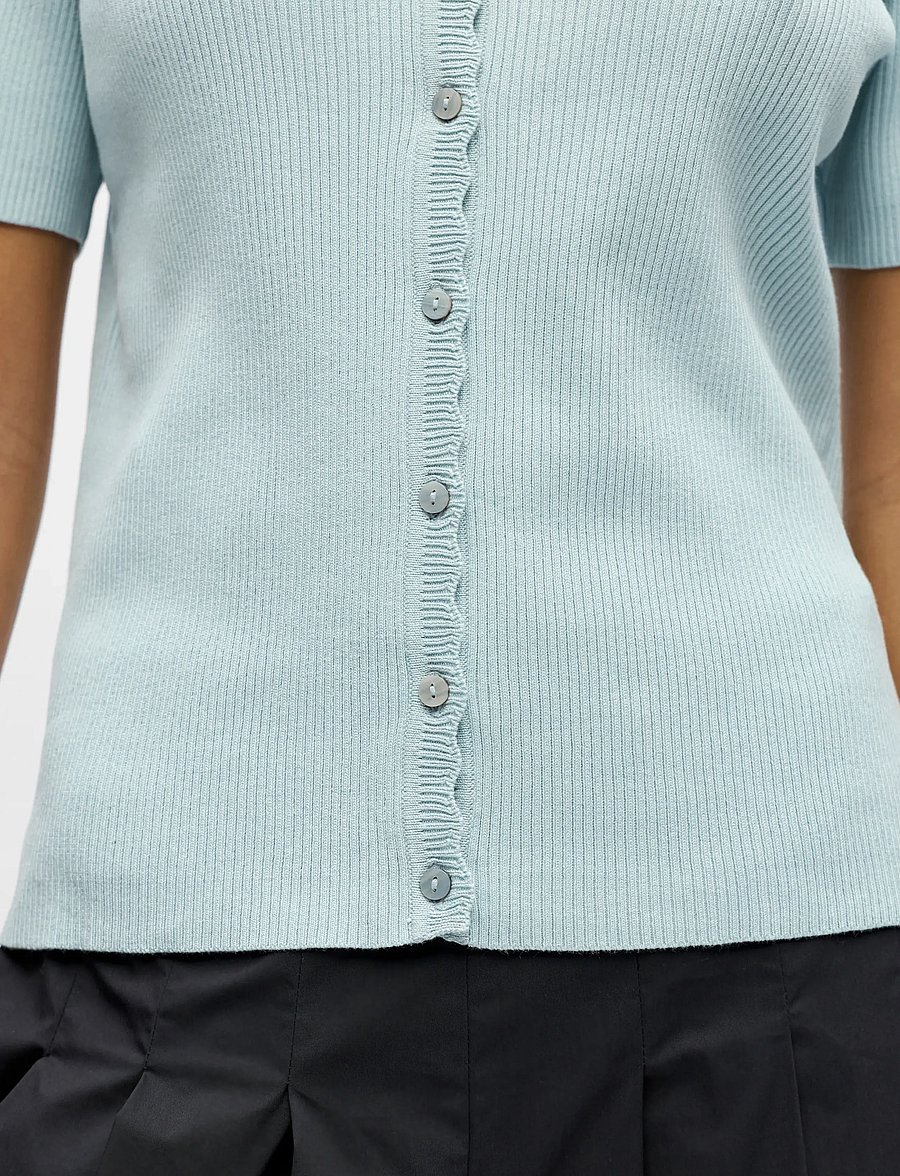 Object - OBJKELLY S/S RE V-NECK CARDIGAN NOOS - strickjacken - winter sky - 4