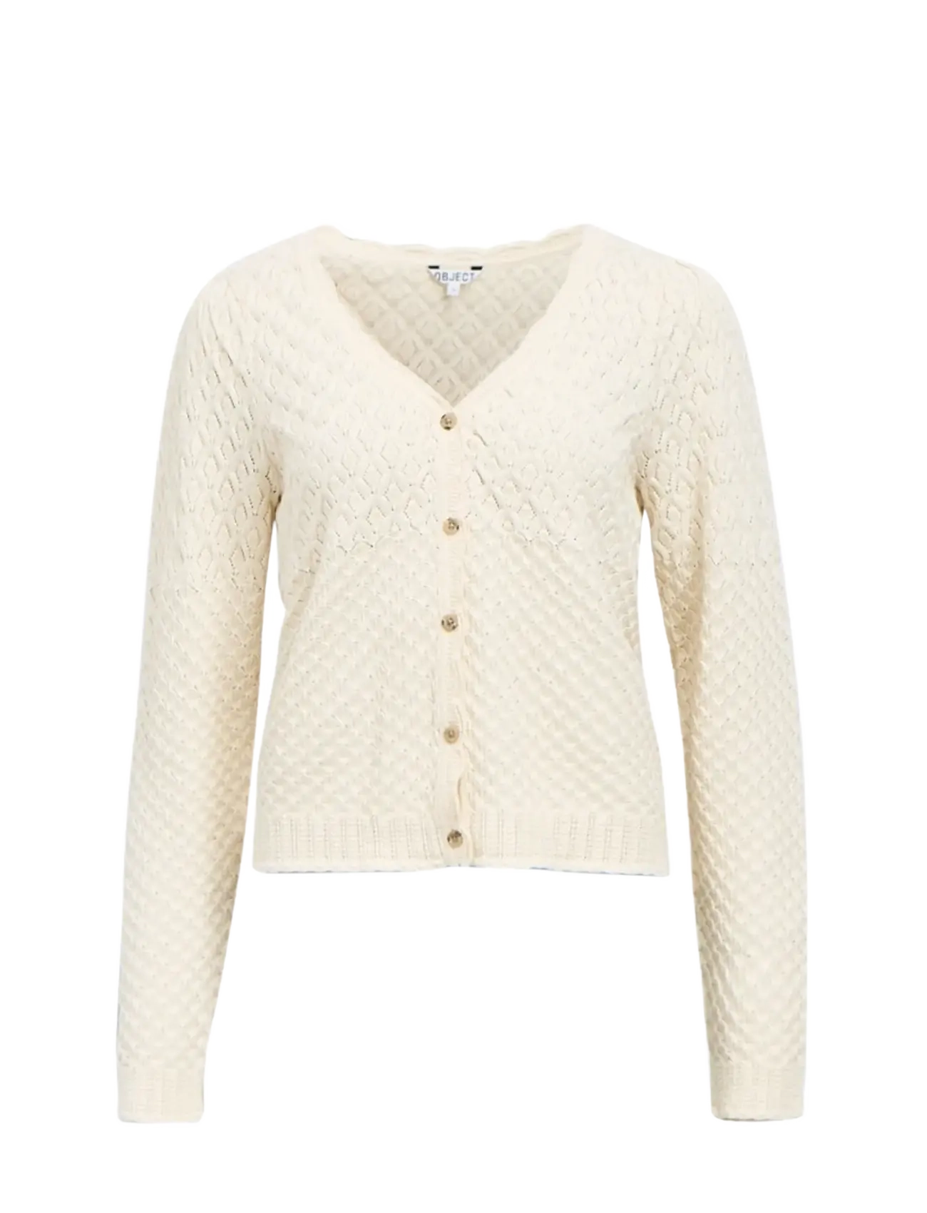 OBJNOA L/S V-NECK KNIT CARDIGAN NOOS - BIRCH