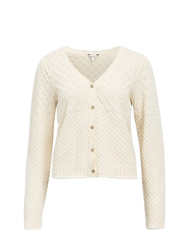 Object - OBJNOA L/S V-NECK KNIT CARDIGAN NOOS - cardigans - birch - 1