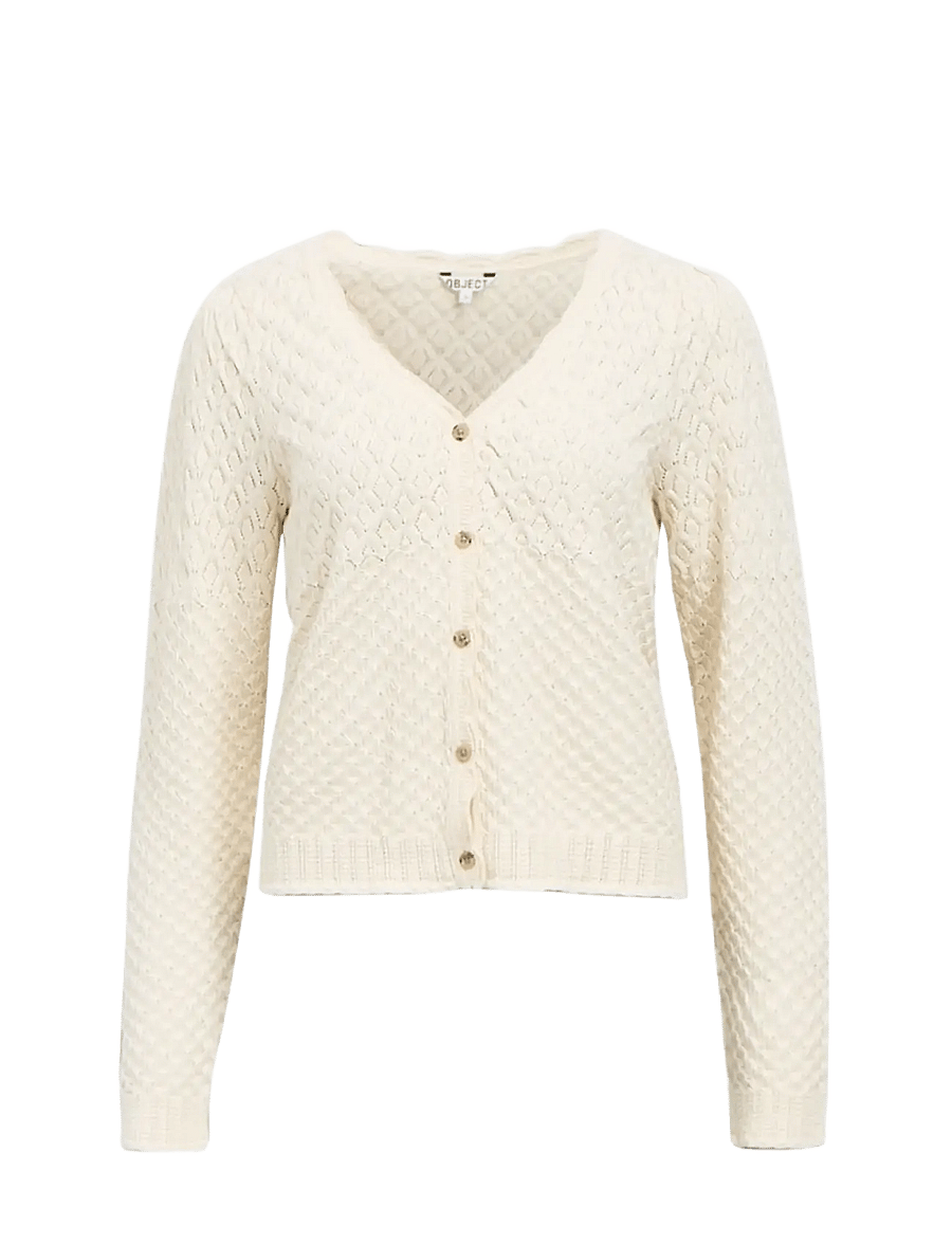 Object - OBJNOA L/S V-NECK KNIT CARDIGAN NOOS - strickjacken - birch - 1