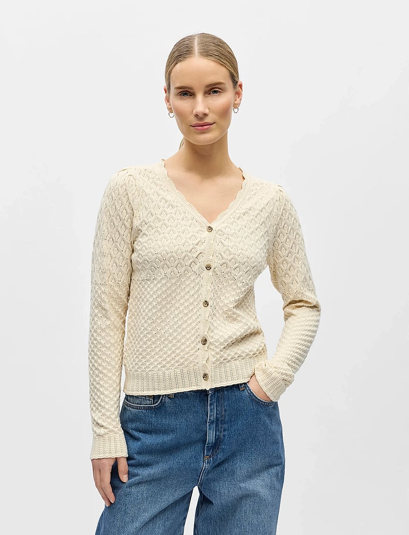 Object - OBJNOA L/S V-NECK KNIT CARDIGAN NOOS - cardigans - birch - 4
