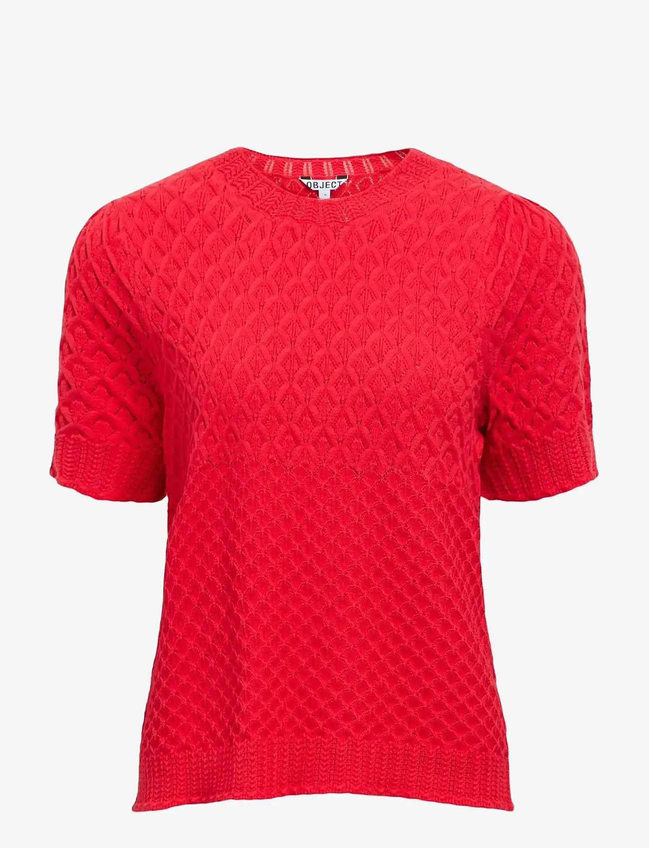 Object - OBJNOA S/S RE KNIT PULLOVER NOOS - striktrøjer - poinsettia - 0