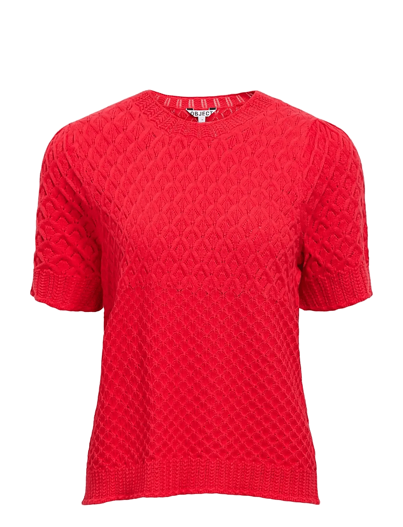 Object - OBJNOA S/S RE KNIT PULLOVER NOOS - striktrøjer - poinsettia - 0