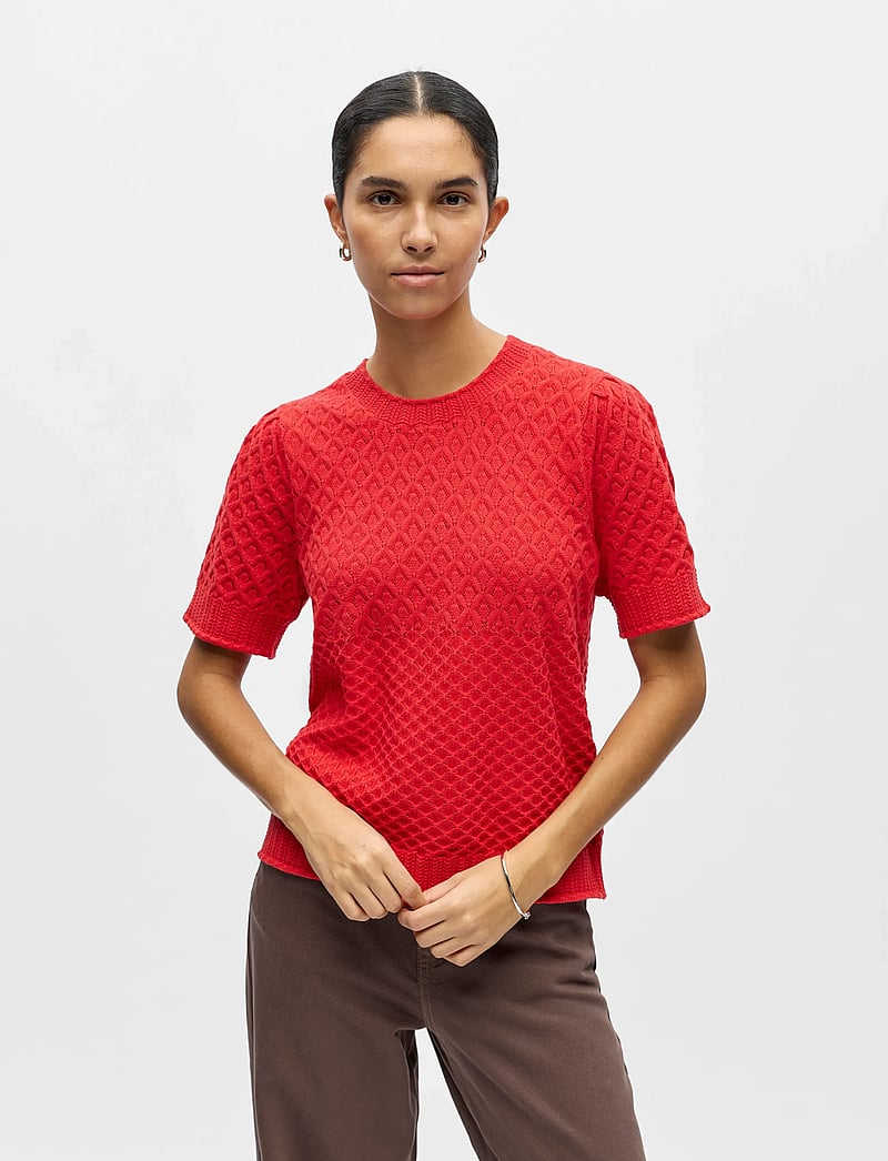 Object - OBJNOA S/S RE KNIT PULLOVER NOOS - pullover - poinsettia - 3