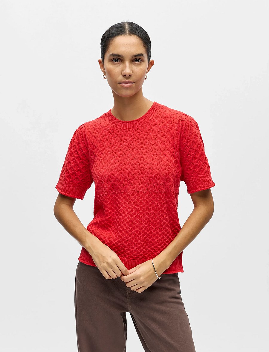 Object - OBJNOA S/S RE KNIT PULLOVER NOOS - pullover - poinsettia - 3