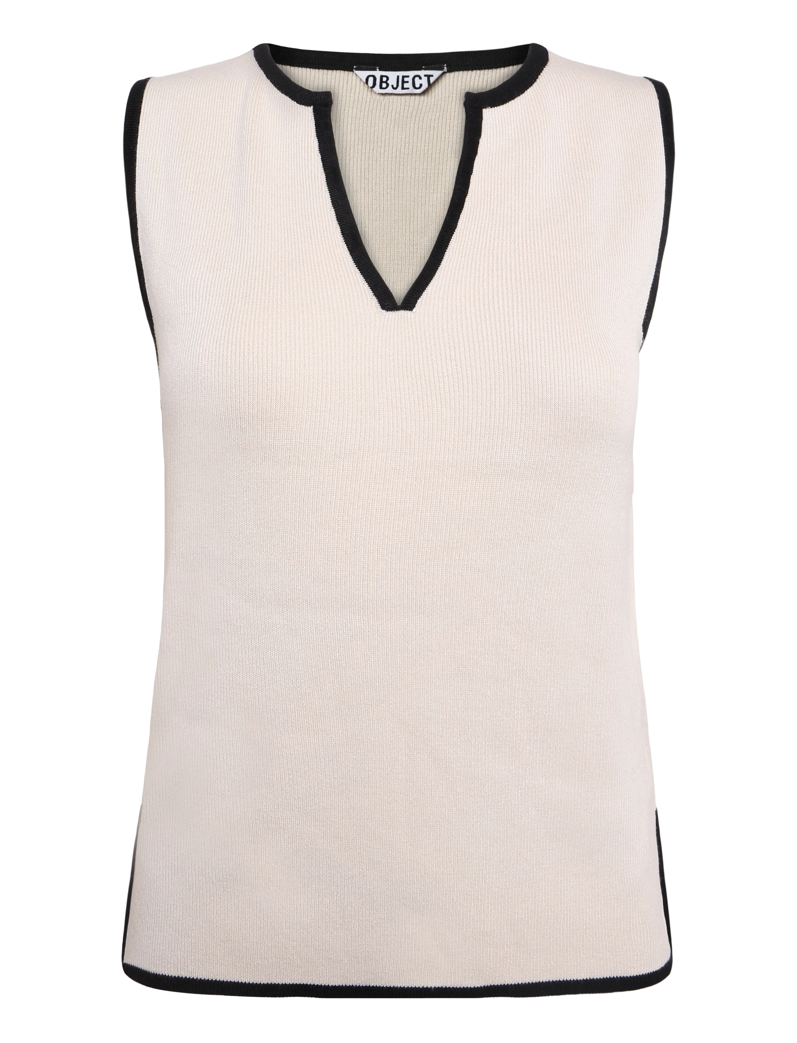 Objviva S/L Re V-Neck Knit Top Noos - Strikveste