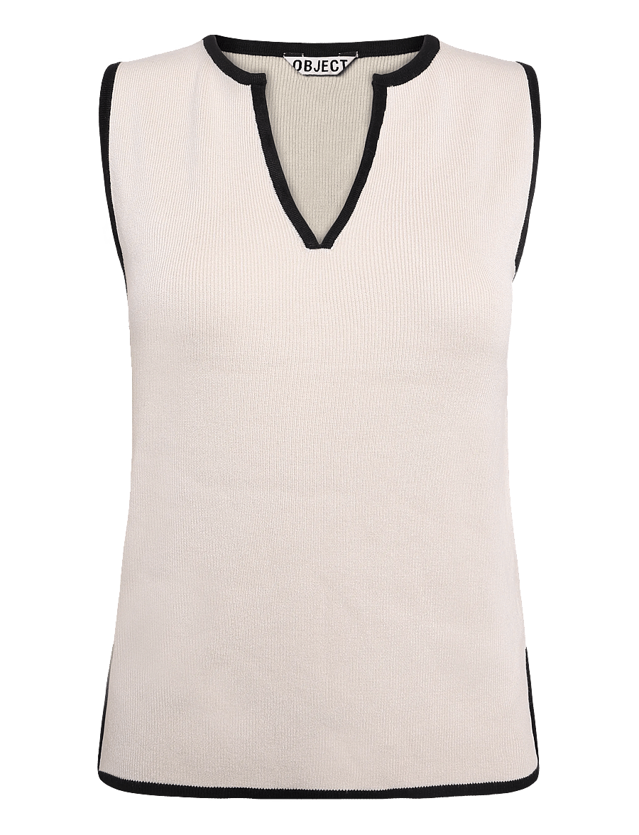 Object - OBJVIVA S/L RE V-NECK KNIT TOP NOOS - kootud vestid - birch - 1