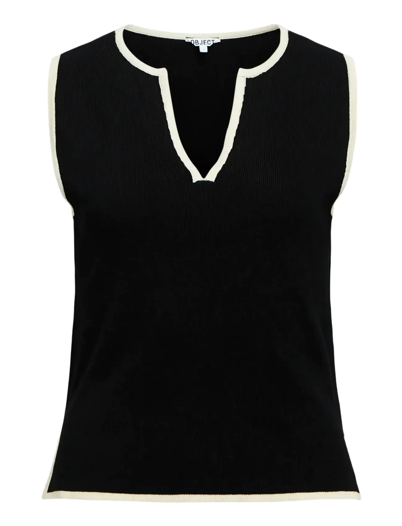 Object OBJVIVA S/L RE V-NECK KNIT TOP NOOS - Vests - BLACK / black