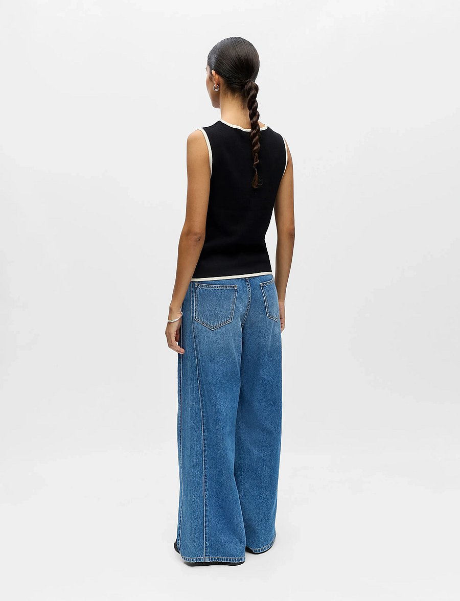 Object - OBJVIVA S/L RE V-NECK KNIT TOP NOOS - stickade västar - black - 2