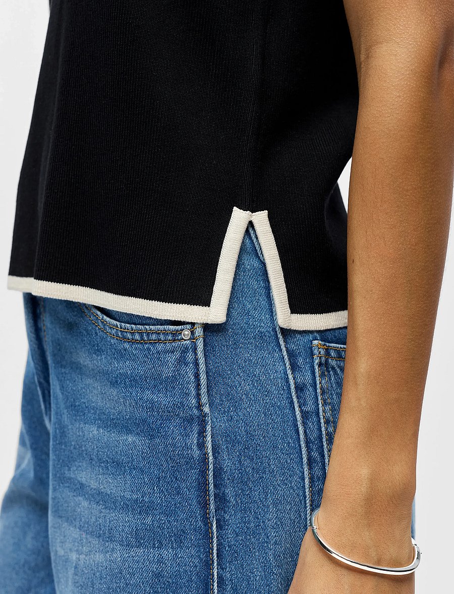Object - OBJVIVA S/L RE V-NECK KNIT TOP NOOS - stickade västar - black - 4