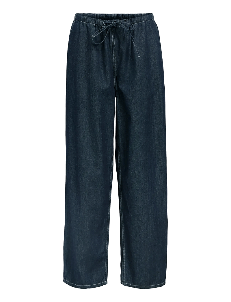 Object - OBJGINA MW BARREL PANT NOOS - hosen mit weitem bein - dark blue denim - 1
