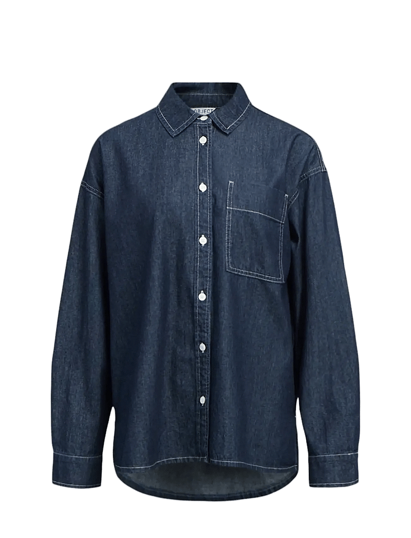 Object - OBJGINA L/S LO DENIM SHIRT NOOS - denim shirts - dark blue denim - 1