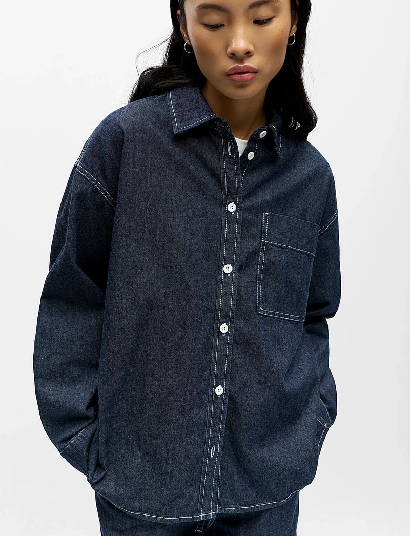 Object - OBJGINA L/S LO DENIM SHIRT NOOS - denim shirts - dark blue denim - 4