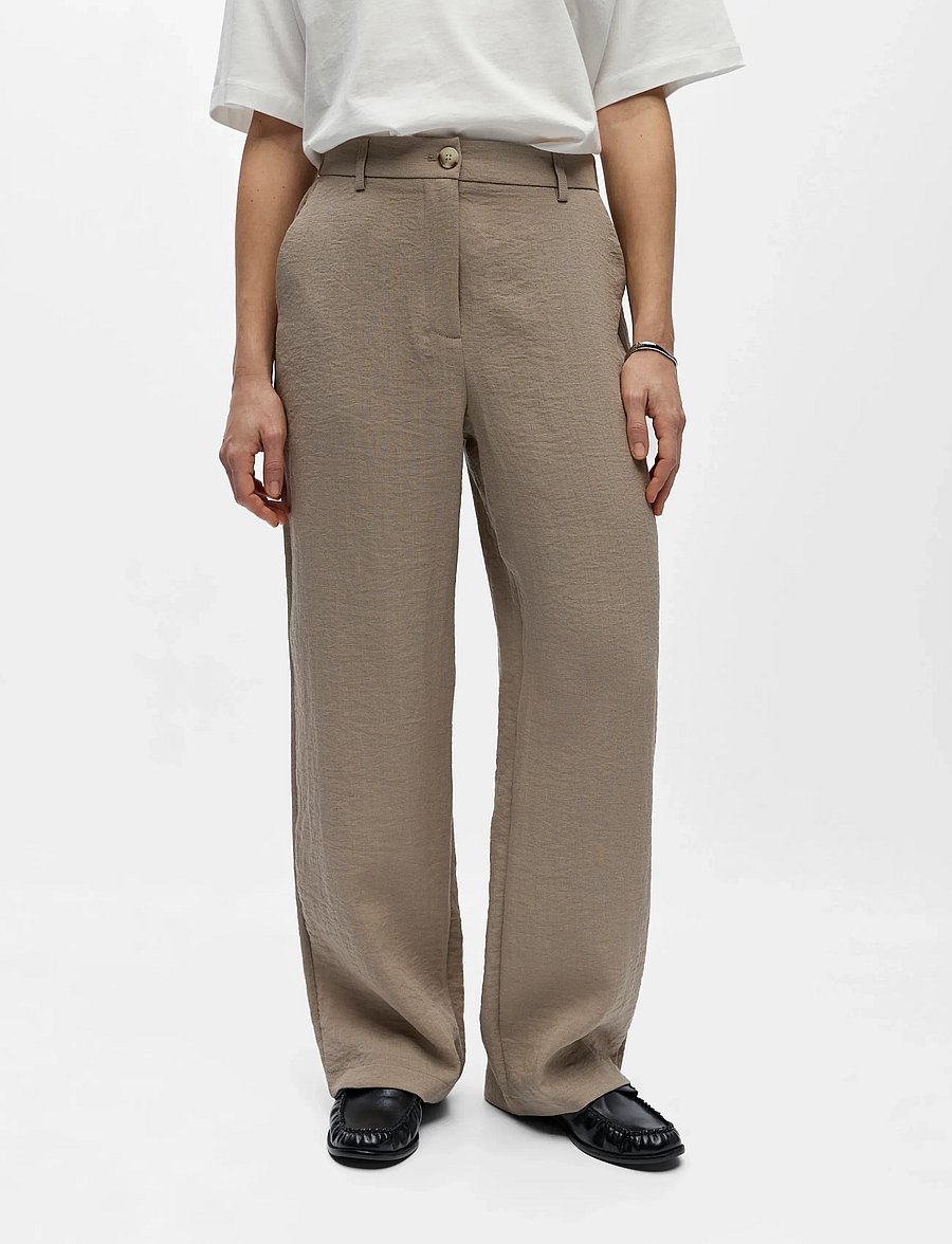 Object - OBJRINI MW LO WIDE PANT NOOS - hosen mit weitem bein - desert taupe - 3