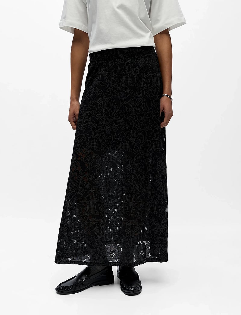 Object - OBJBIANCA MW LO LONG SKIRT NOOS - maxikjolar - black - 0