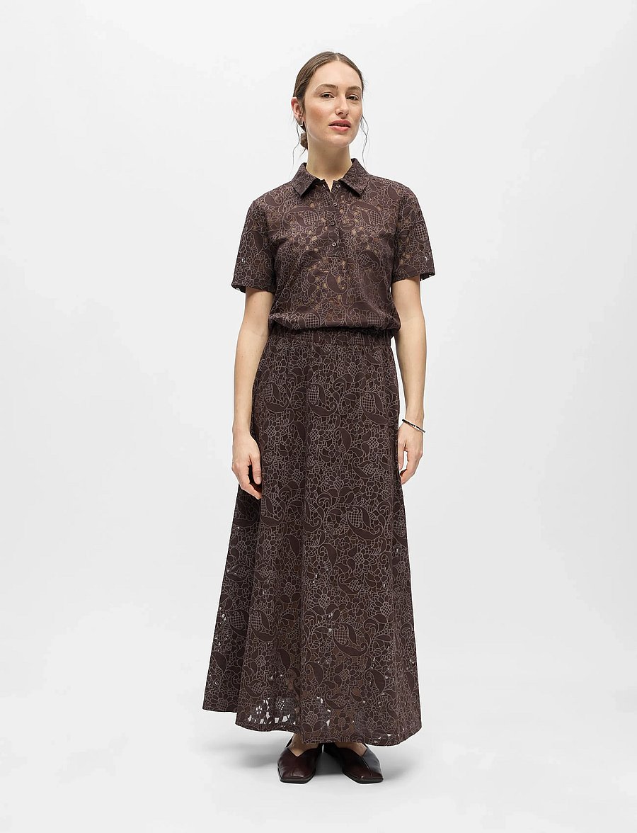 Object - OBJBIANCA MW LO LONG SKIRT NOOS - garie svārki - seal brown - 4