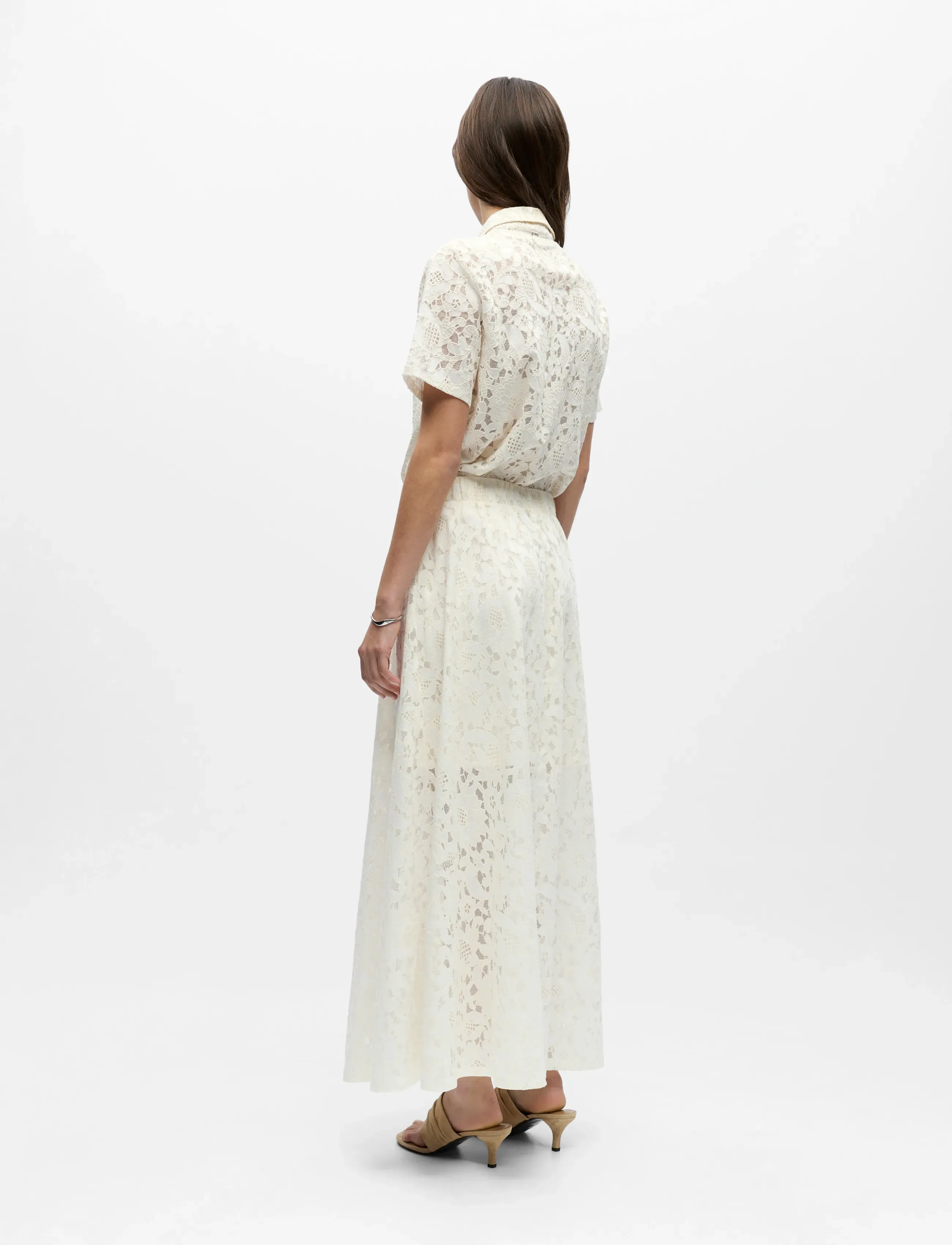 Object - OBJBIANCA MW LO LONG SKIRT NOOS - maxi röcke - white sand - 2