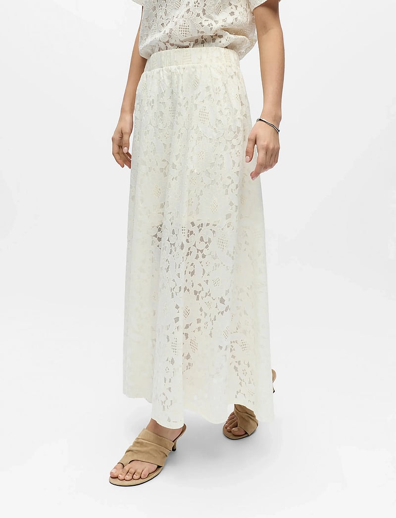Object - OBJBIANCA MW LO LONG SKIRT NOOS - maxi nederdele - white sand - 3