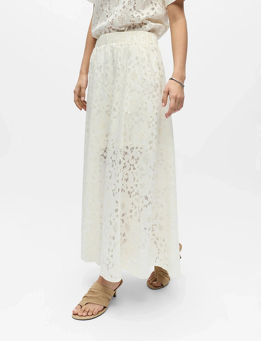 Object - OBJBIANCA MW LO LONG SKIRT NOOS - maksiseelikud - white sand - 3