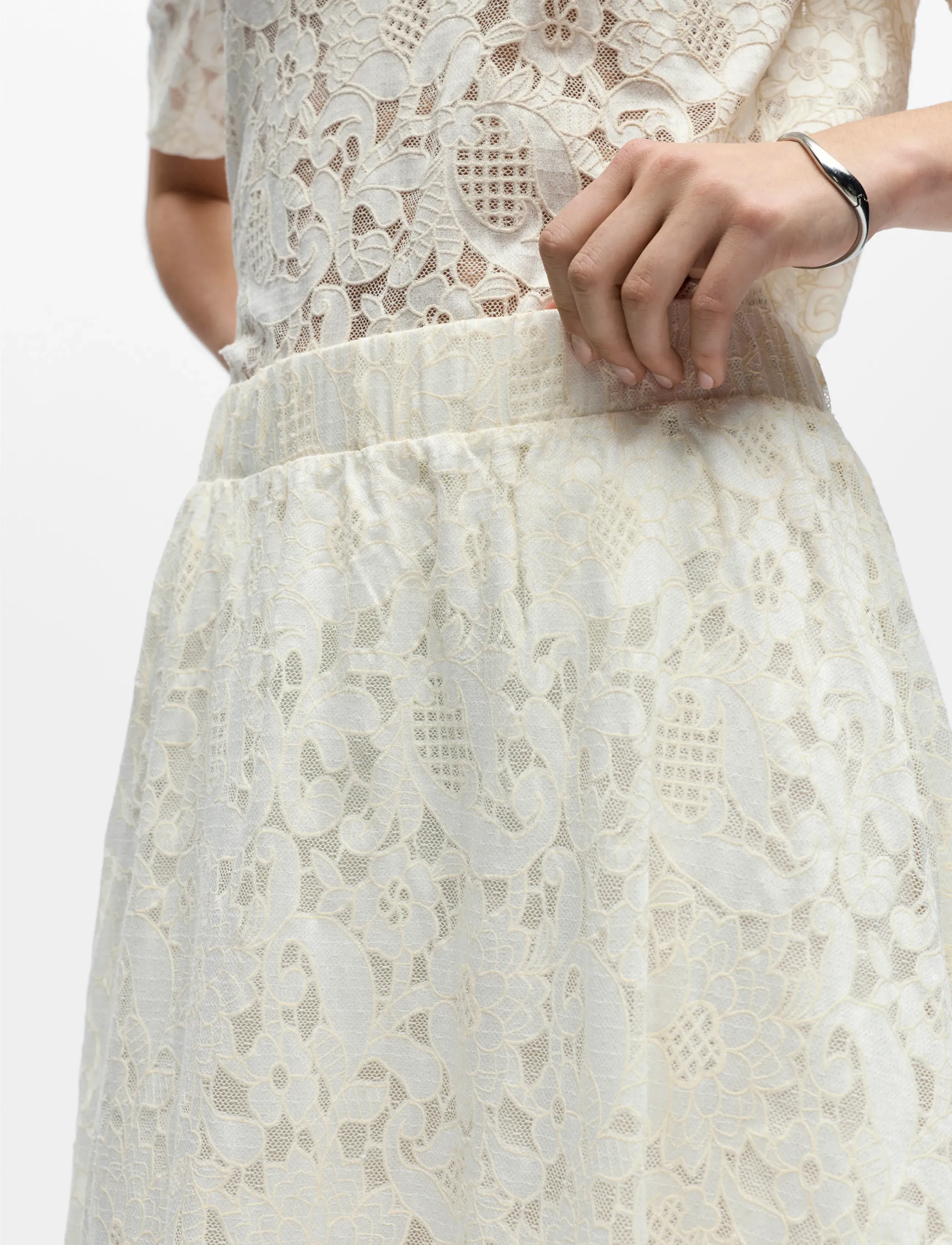 Object - OBJBIANCA MW LO LONG SKIRT NOOS - maxi röcke - white sand - 4