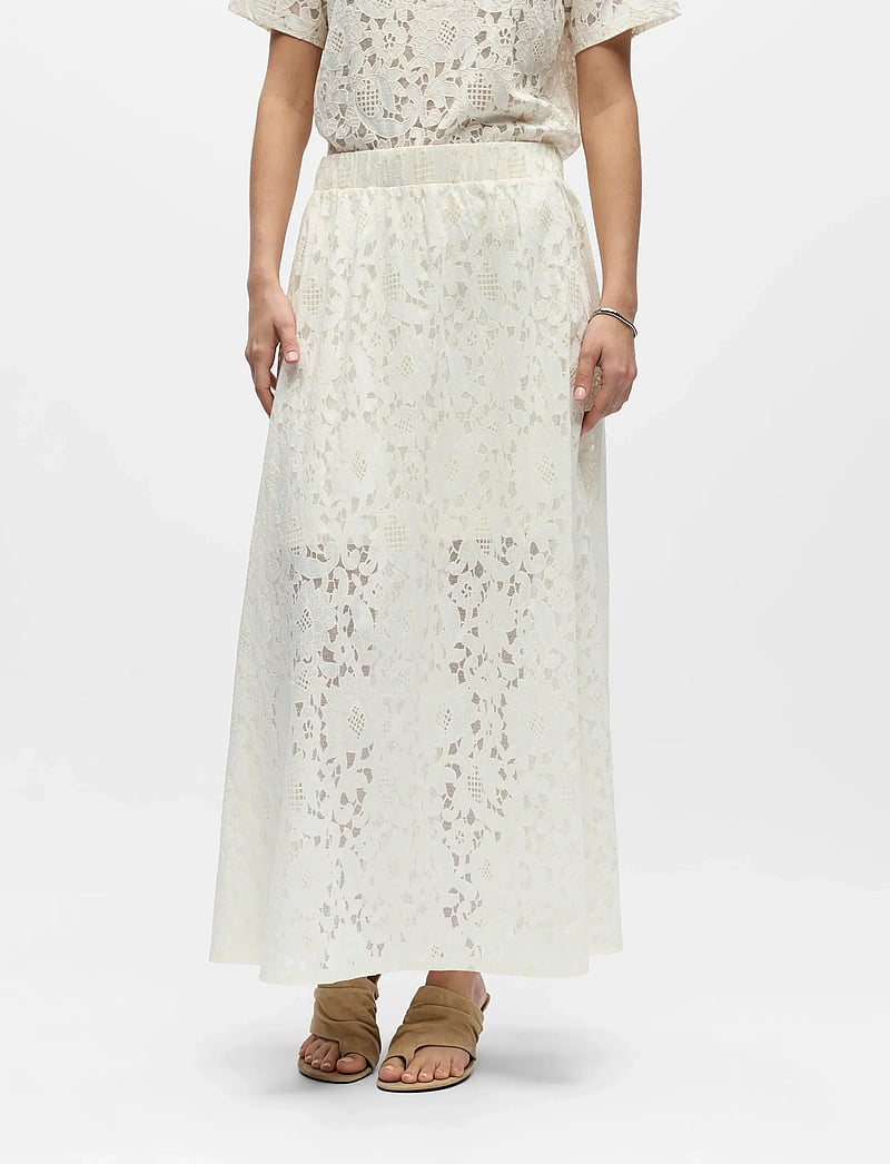 Object - OBJBIANCA MW LO LONG SKIRT NOOS - maxi nederdele - white sand - 5