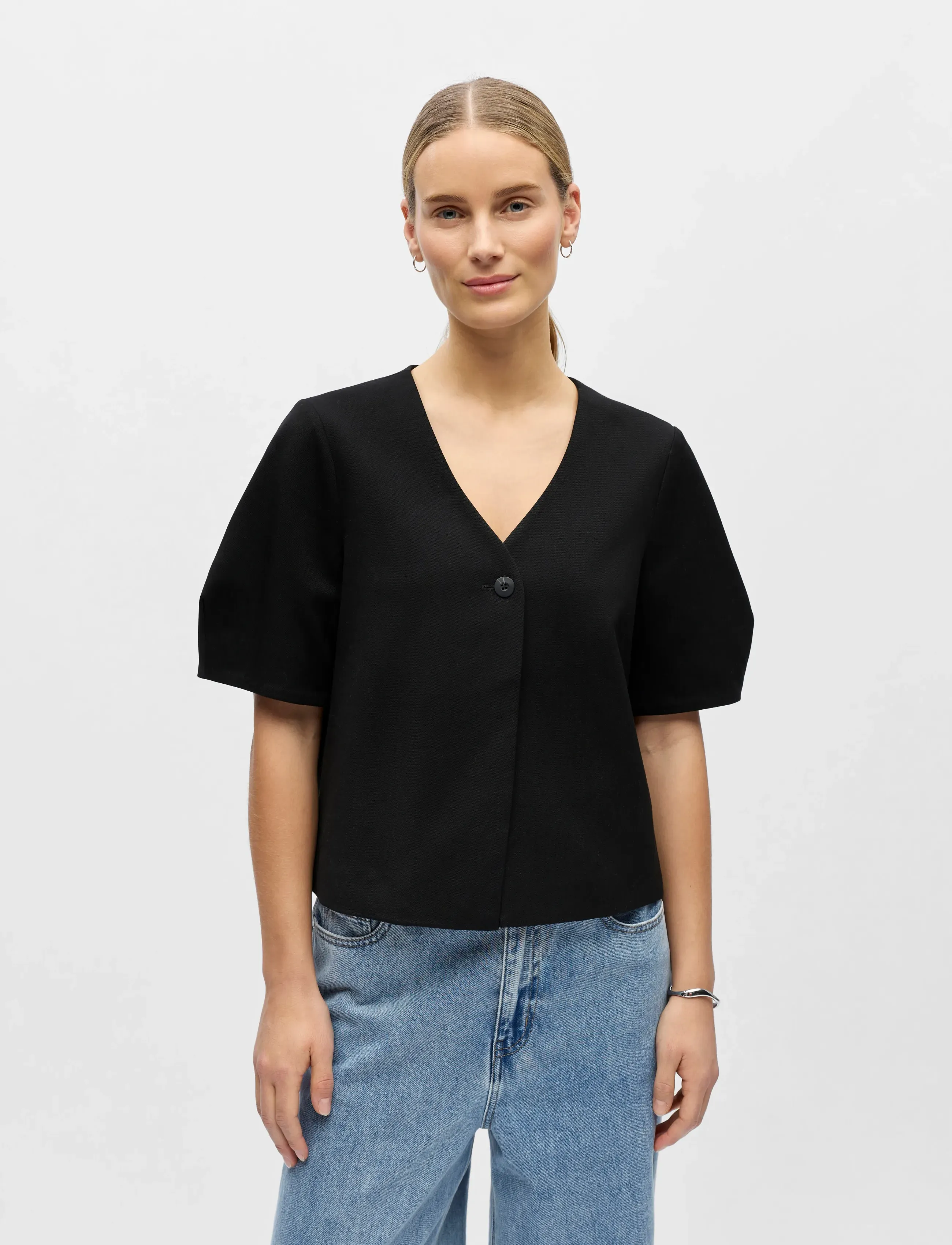 Object Objlisa S/S Re Top Noos, 36, T-shirts & Oberteile, Schwarz - Short-sleeved, Frauen