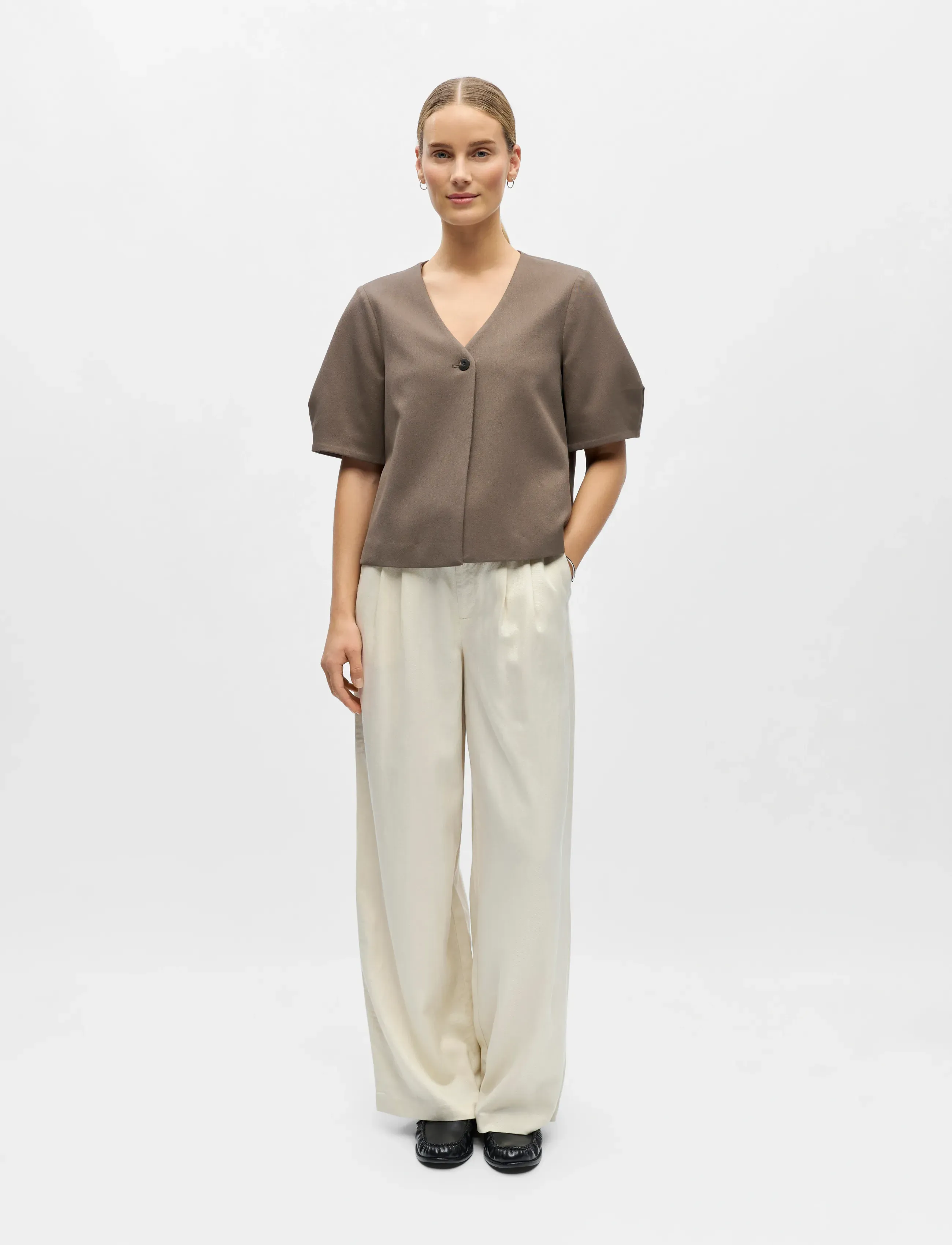 Object Objlisa S/S Re Top Noos, 34, T-shirts & Oberteile, Braun - Short-sleeved, Frauen