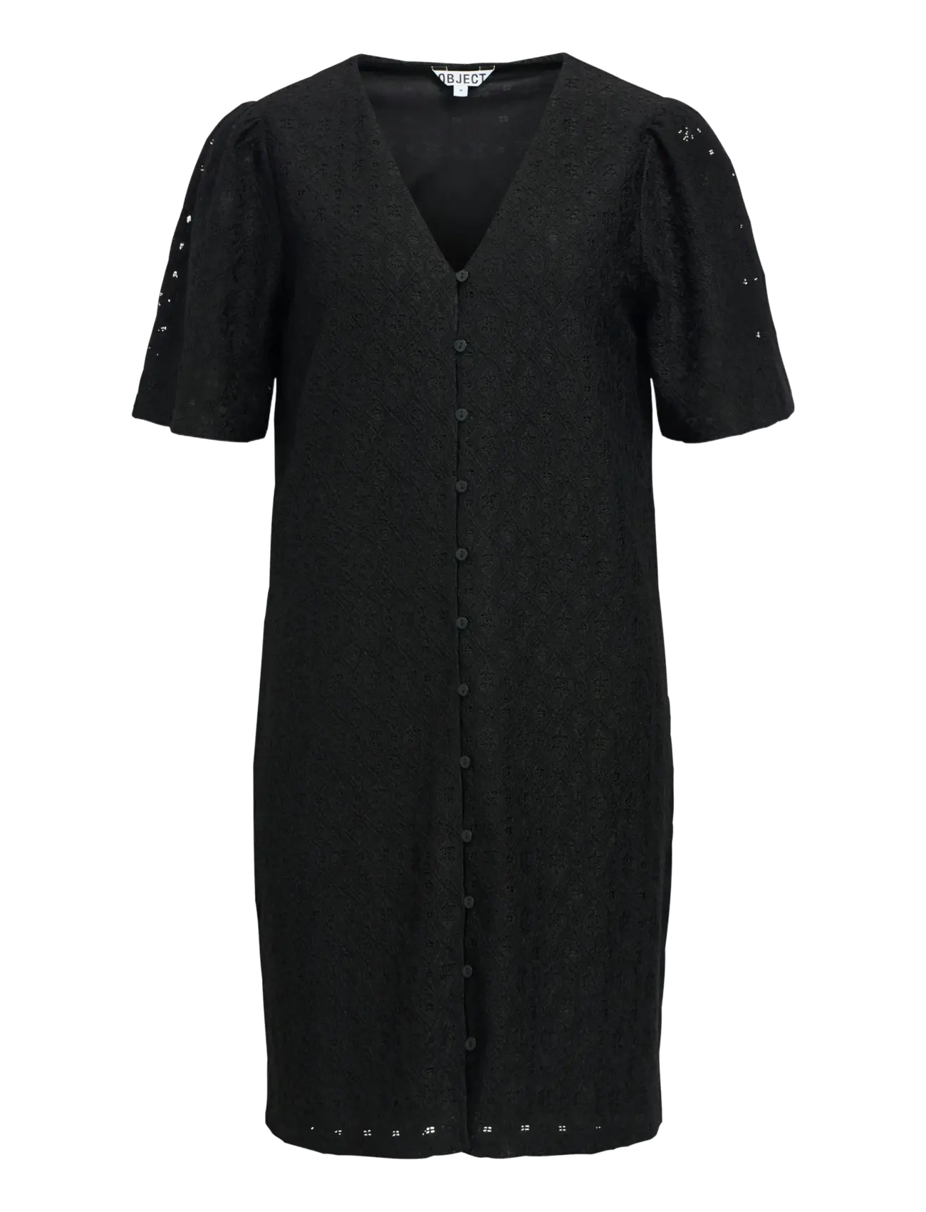 Object OBJLAILA 2/4 RE V-NECK DRESS NOOS - Skjortekjoler - BLACK / black