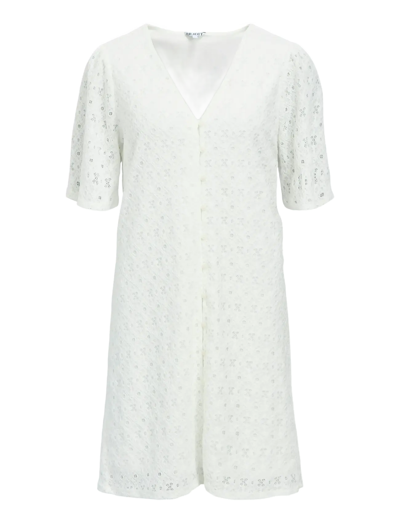Object OBJLAILA 2/4 RE V-NECK DRESS NOOS - Skjortekjoler - CLOUD DANCER / white