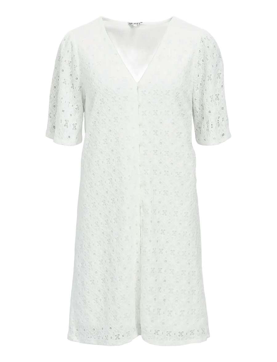 Object - OBJLAILA 2/4 RE V-NECK DRESS NOOS - skjortekjoler - cloud dancer - 1