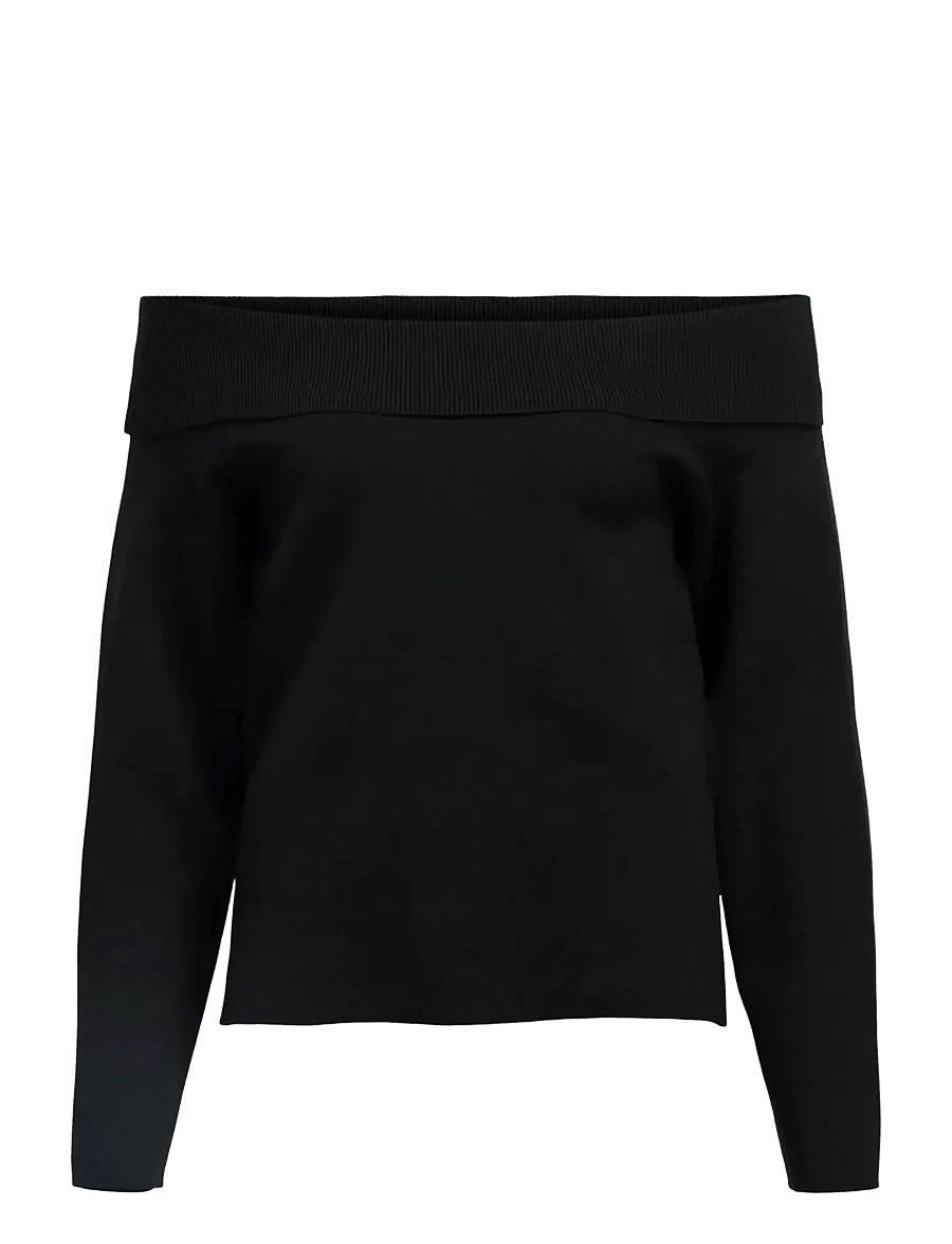 Object - OBJREYNARD L/S RE OFF SHOULDER KNIT DIV - pullover - black - 1