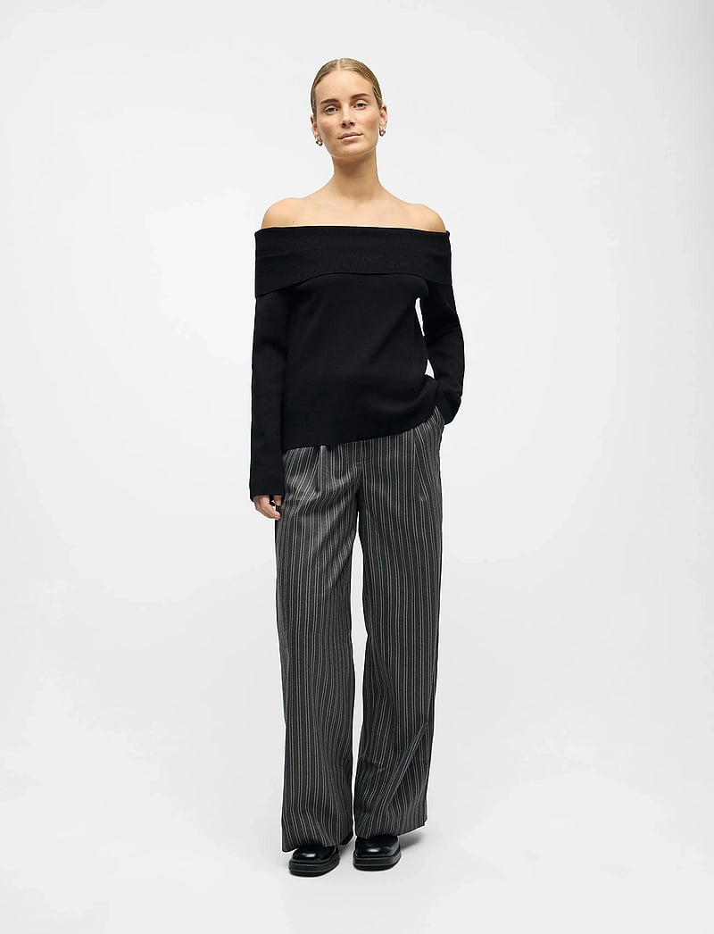 Object - OBJREYNARD L/S RE OFF SHOULDER KNIT DIV - pullover - black - 3