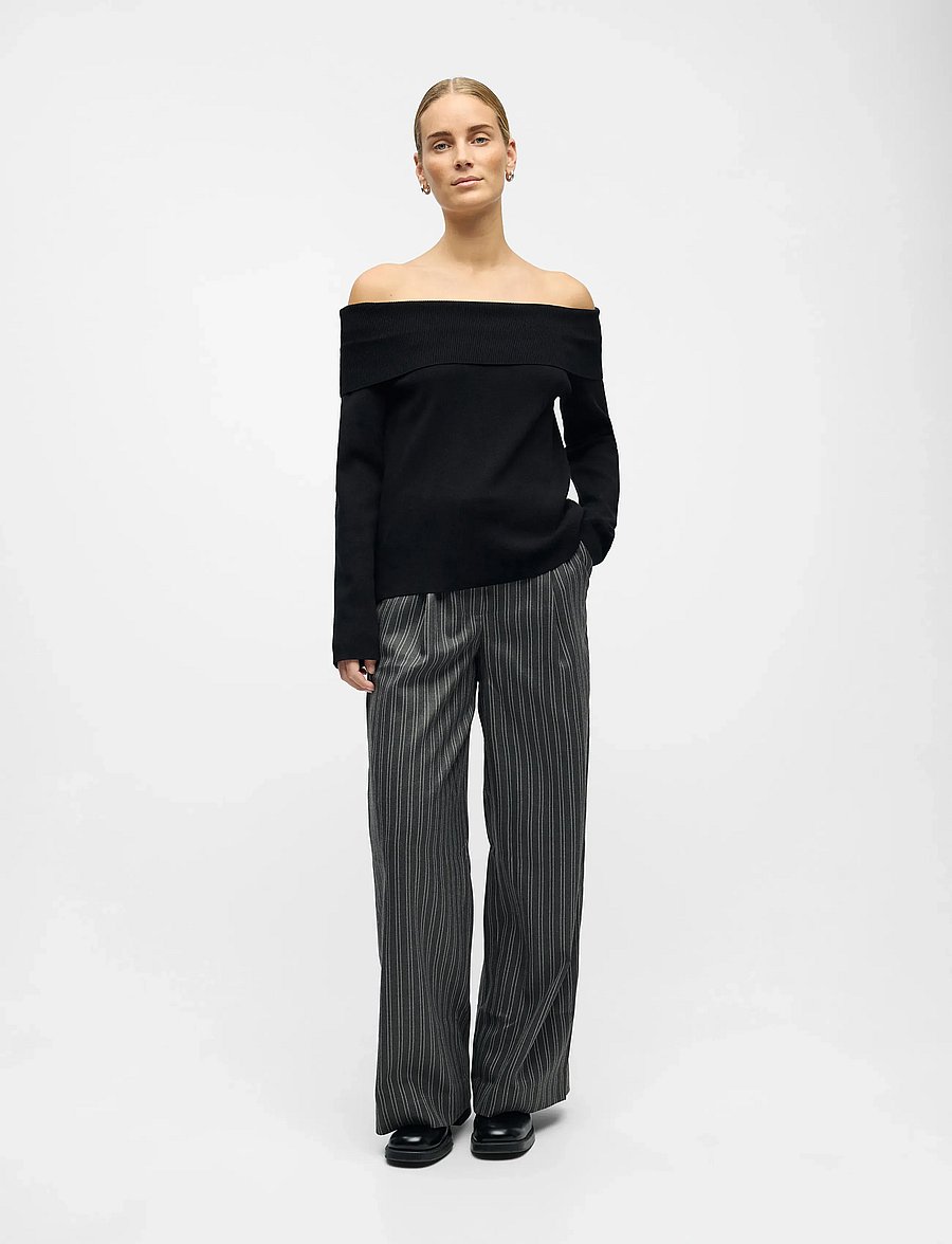 Object - OBJREYNARD L/S RE OFF SHOULDER KNIT DIV - pullover - black - 3