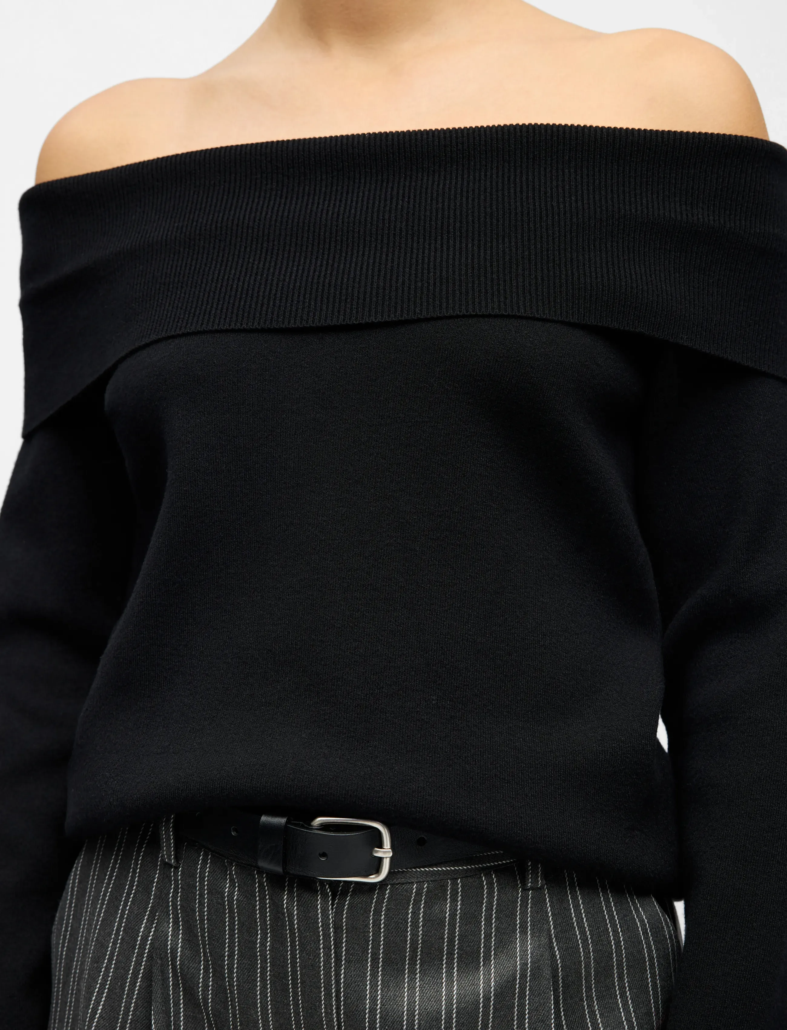 Object - OBJREYNARD L/S RE OFF SHOULDER KNIT DIV - stickade tröjor - black - 4