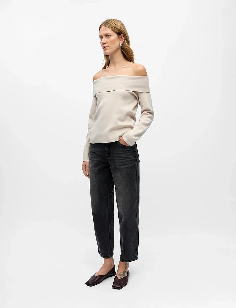 Object - OBJREYNARD L/S RE OFF SHOULDER KNIT DIV - pullover - silver gray - 0