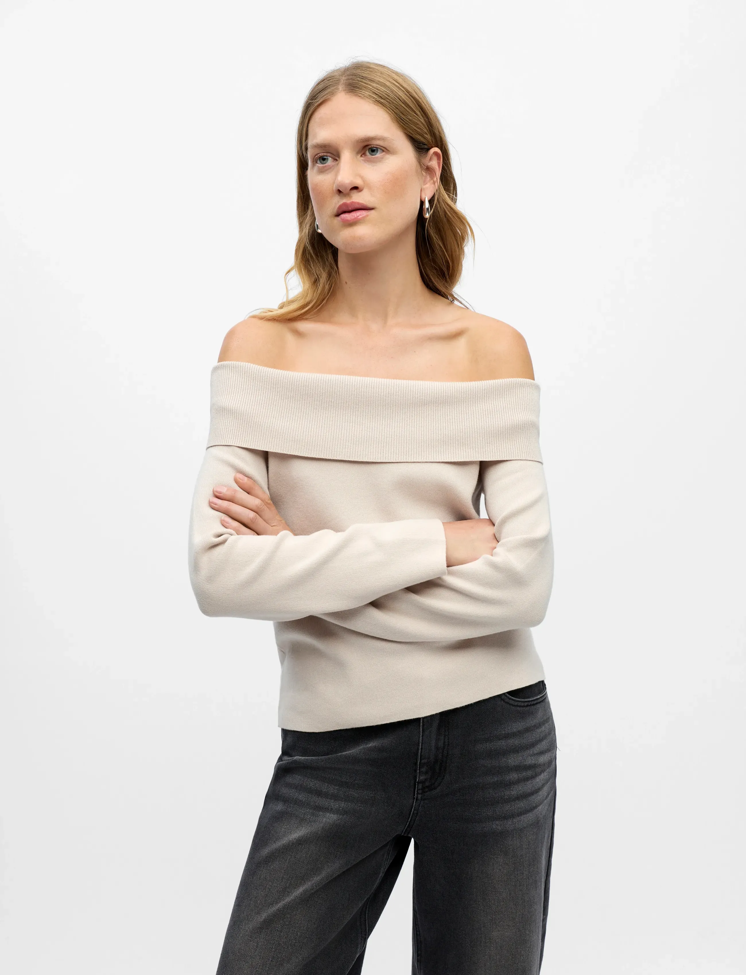 Object - OBJREYNARD L/S RE OFF SHOULDER KNIT DIV - pullover - silver gray - 3