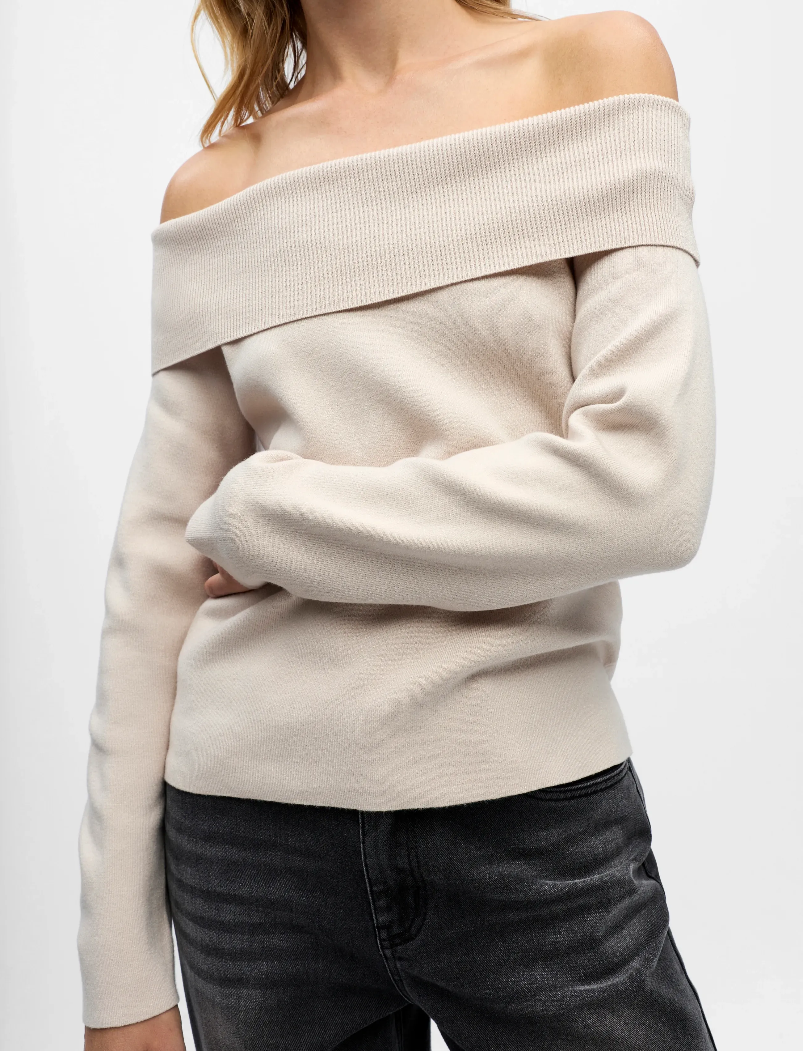 Object - OBJREYNARD L/S RE OFF SHOULDER KNIT DIV - pullover - silver gray - 4